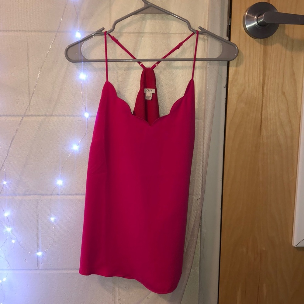 J Crew Scalloped Hot Pink tank